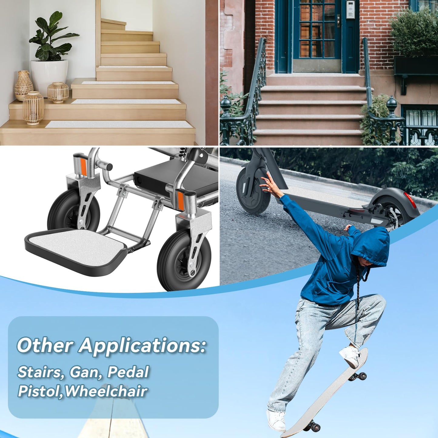 Grip Tape, 33" x 9", No Air Bubbles, Black Griptape for Skateboards & Scooters