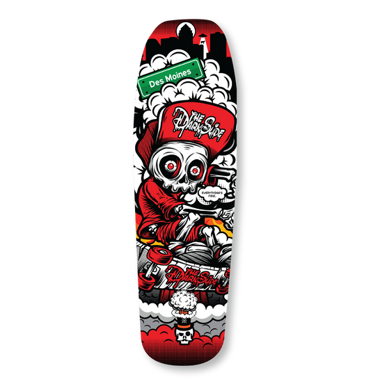 The Dark Slide x Skullduggery "Everything's Fine" Shaped 9" Skateboard Deck