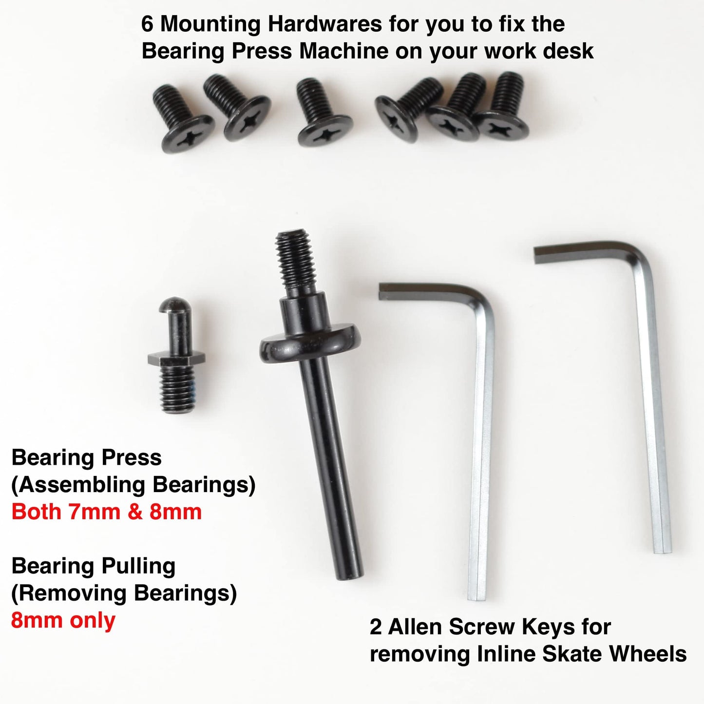 Rekon Skateboard Longboard Scooter Inline Skate Roller Skate Bearings Press Pull Machine