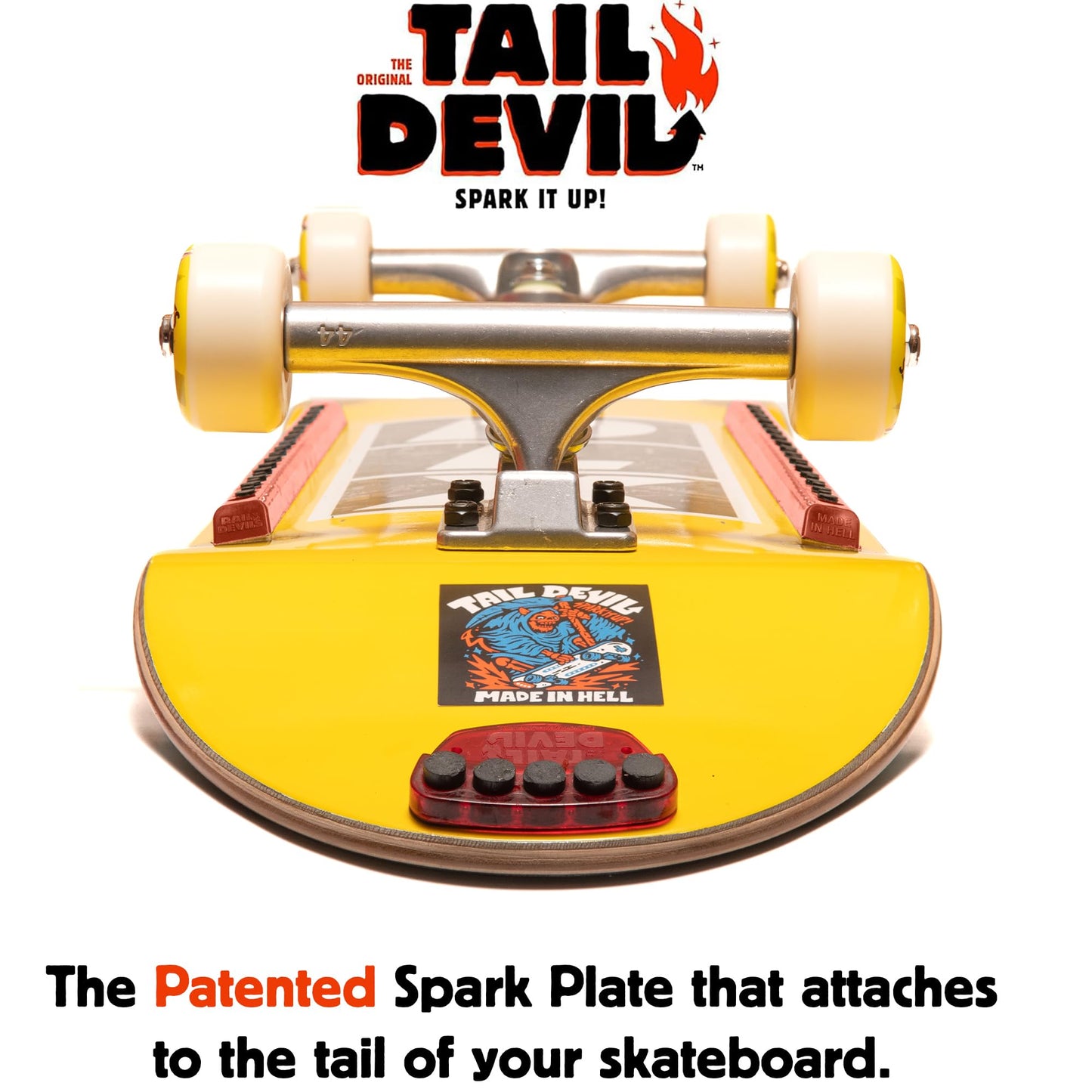 Tail Devil Skateboard Spark Plate - Sparks for Your Skateboard, Ultimate Skateboarder's Accessory, A Tail Plate Attachment for Cool Sparking Effect