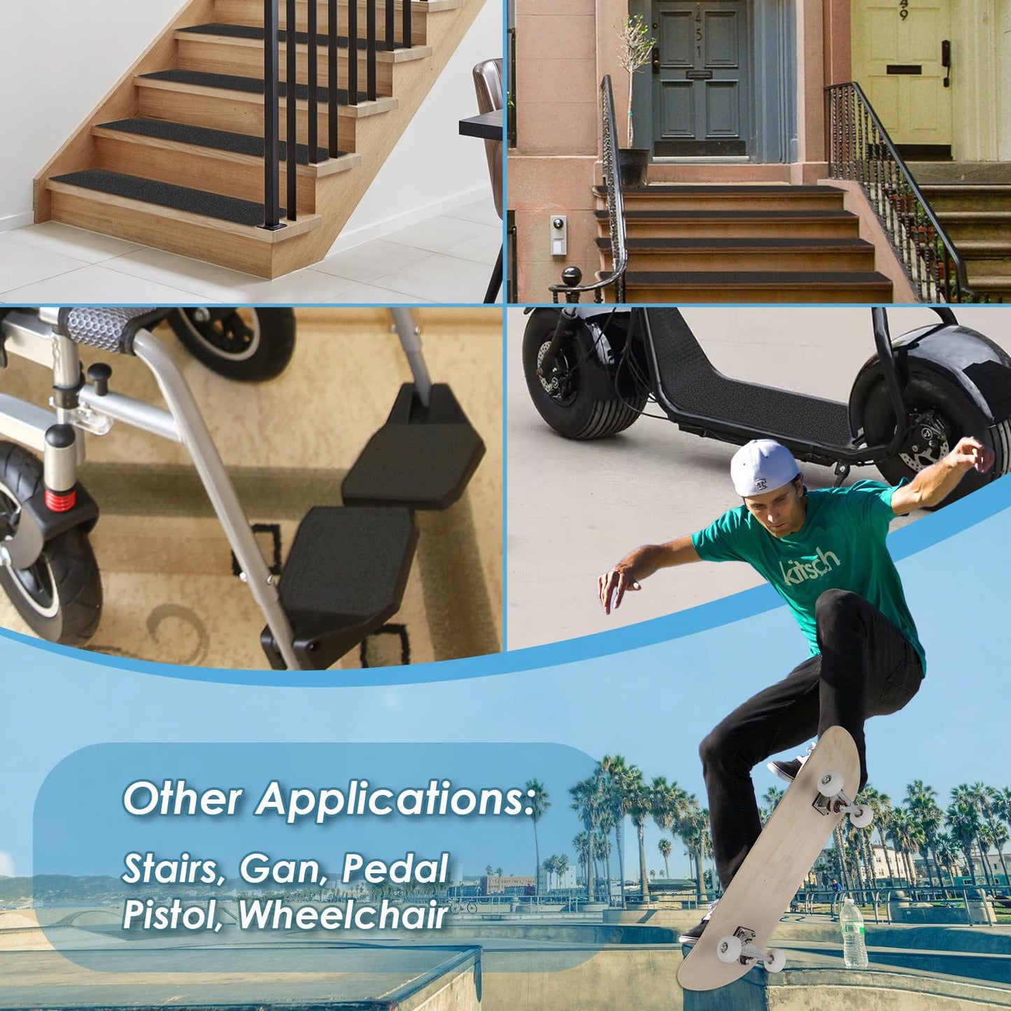 Grip Tape, 33" x 9", No Air Bubbles, Black Griptape for Skateboards & Scooters