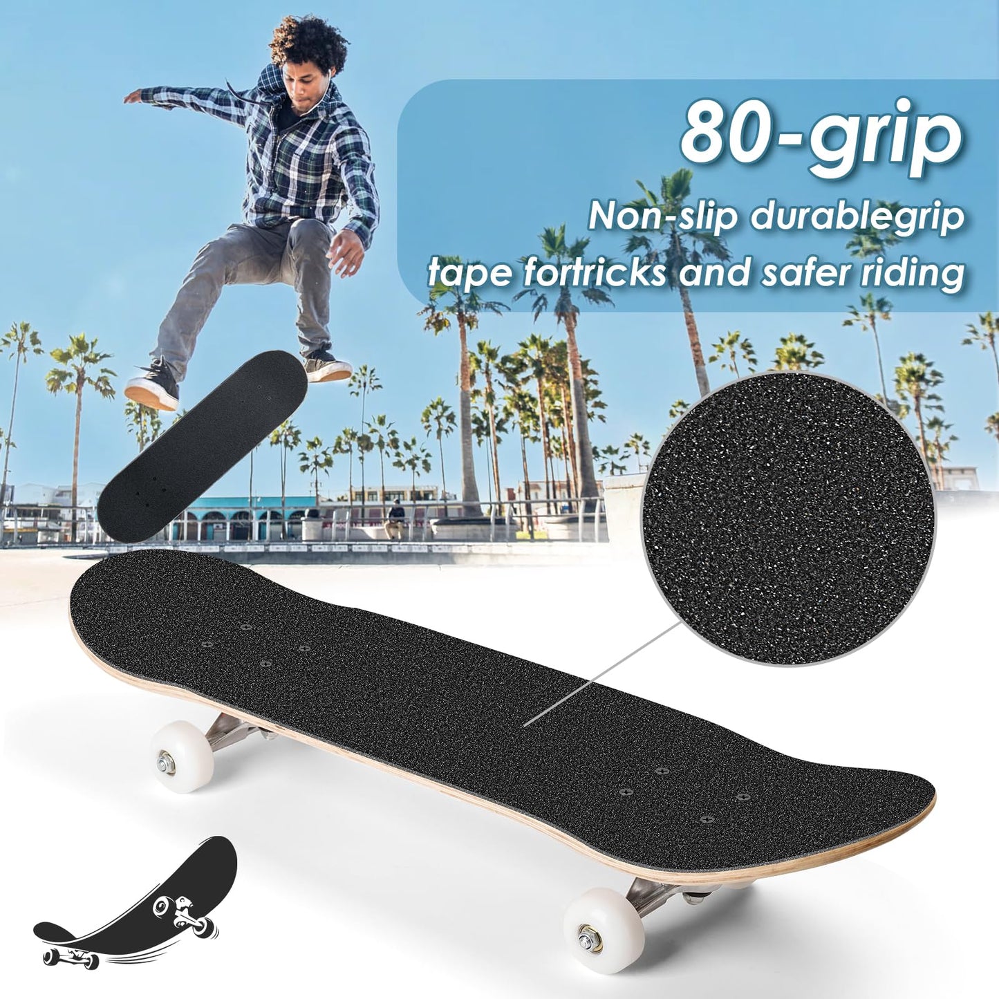 Grip Tape, 33" x 9", No Air Bubbles, Black Griptape for Skateboards & Scooters