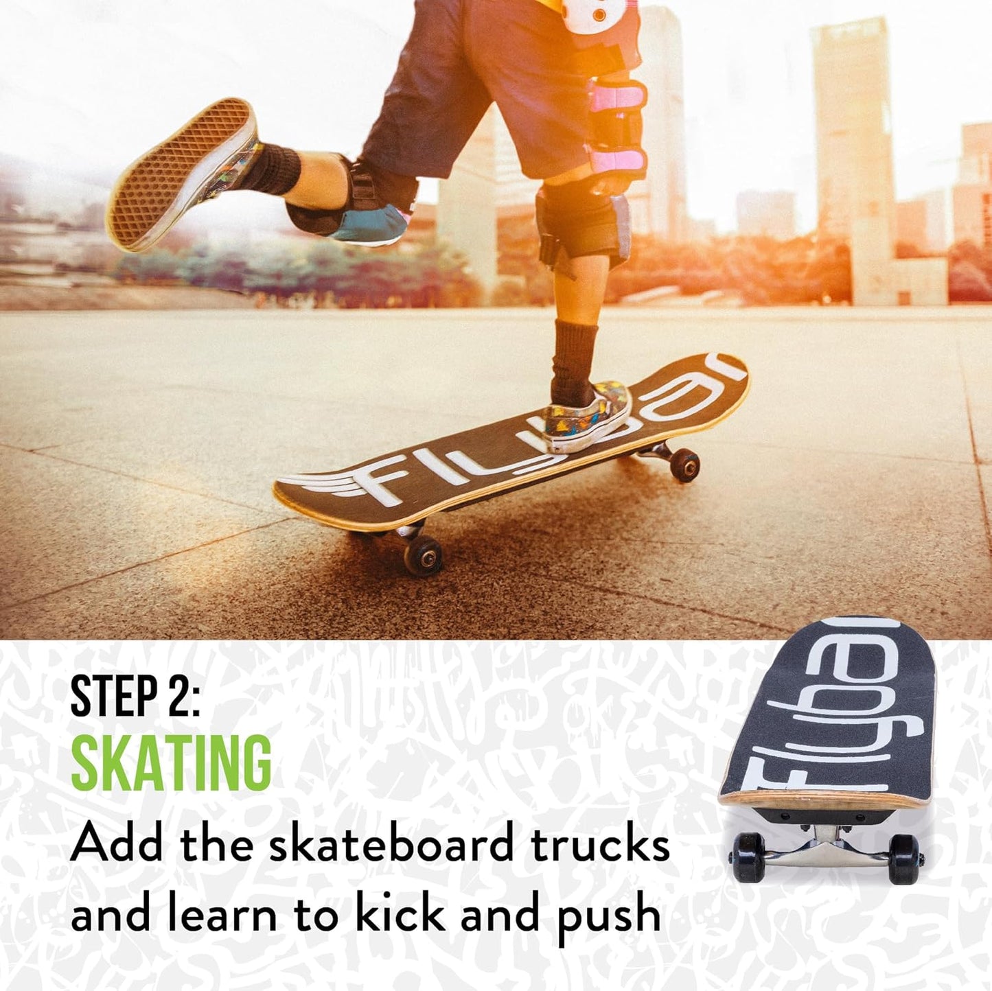 Flybar 3 in-1 Learn to Skate – Complete Skateboard for Beginners, Balance Board, Skateboard Accessories, Learn Skate Tricks Fast and Easy, Ollies, Backflips, Durable, Boys, Girls, Ages 6+, 100 lbs