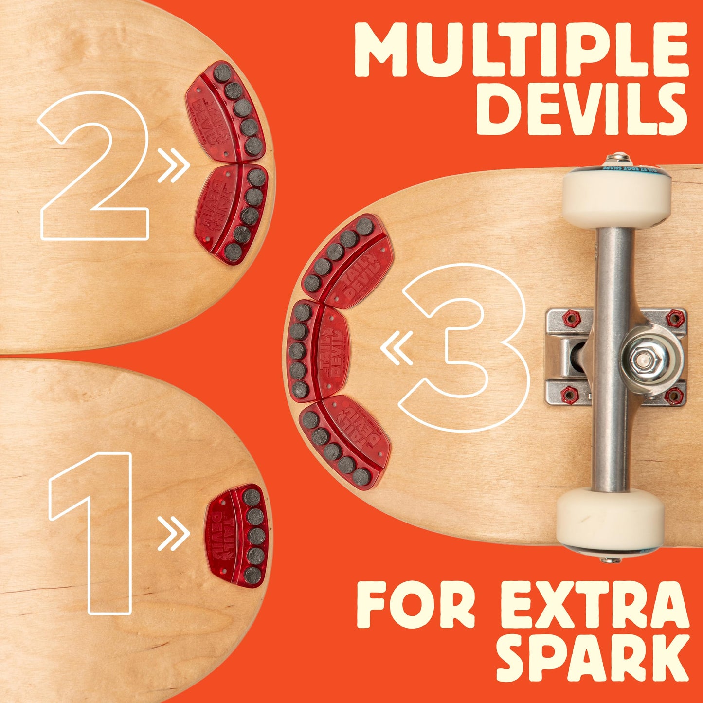 Tail Devil Skateboard Spark Plate - Sparks for Your Skateboard, Ultimate Skateboarder's Accessory, A Tail Plate Attachment for Cool Sparking Effect