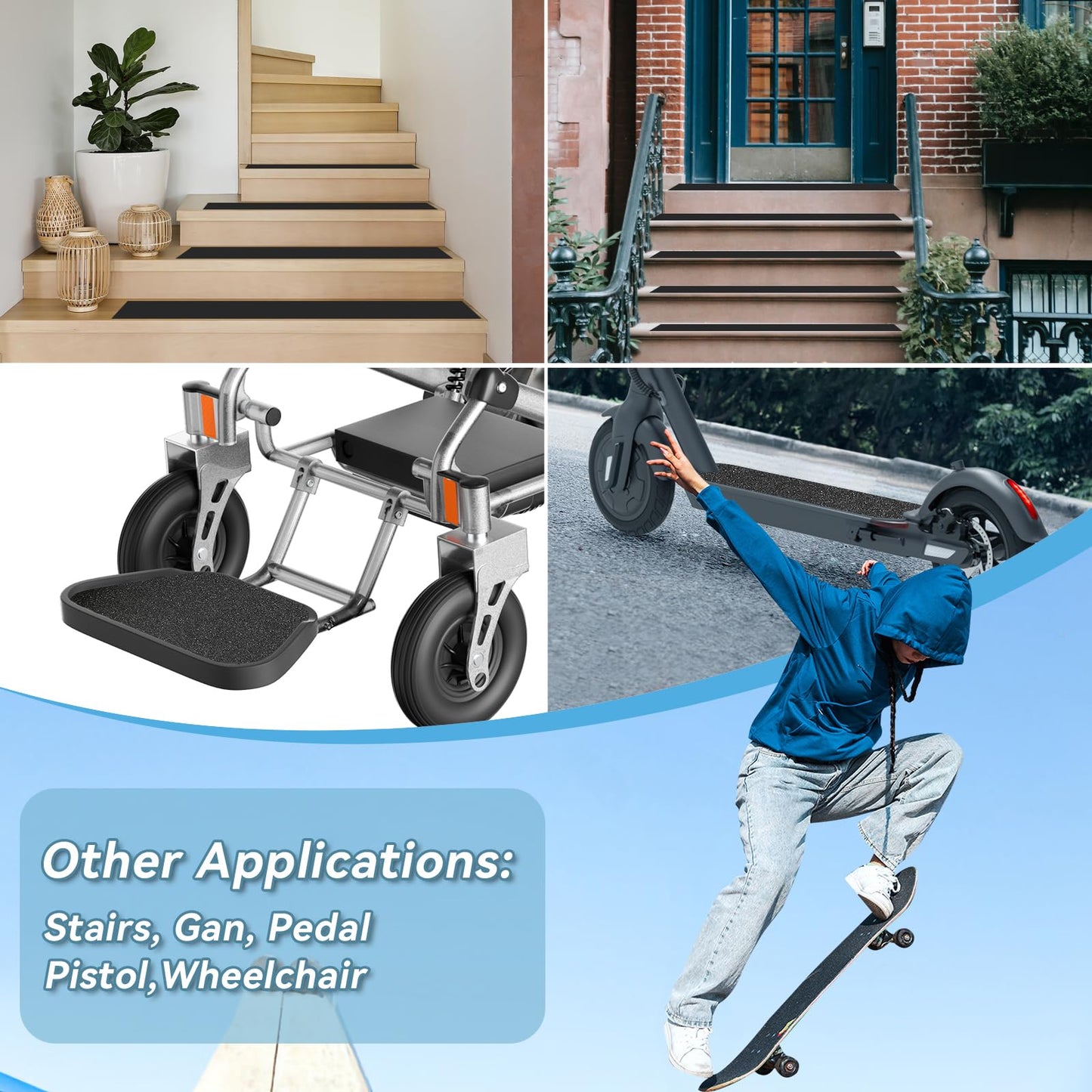 Grip Tape, 33" x 9", No Air Bubbles, Black Griptape for Skateboards & Scooters