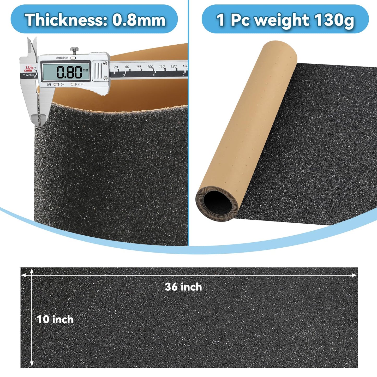 Grip Tape, 33" x 9", No Air Bubbles, Black Griptape for Skateboards & Scooters
