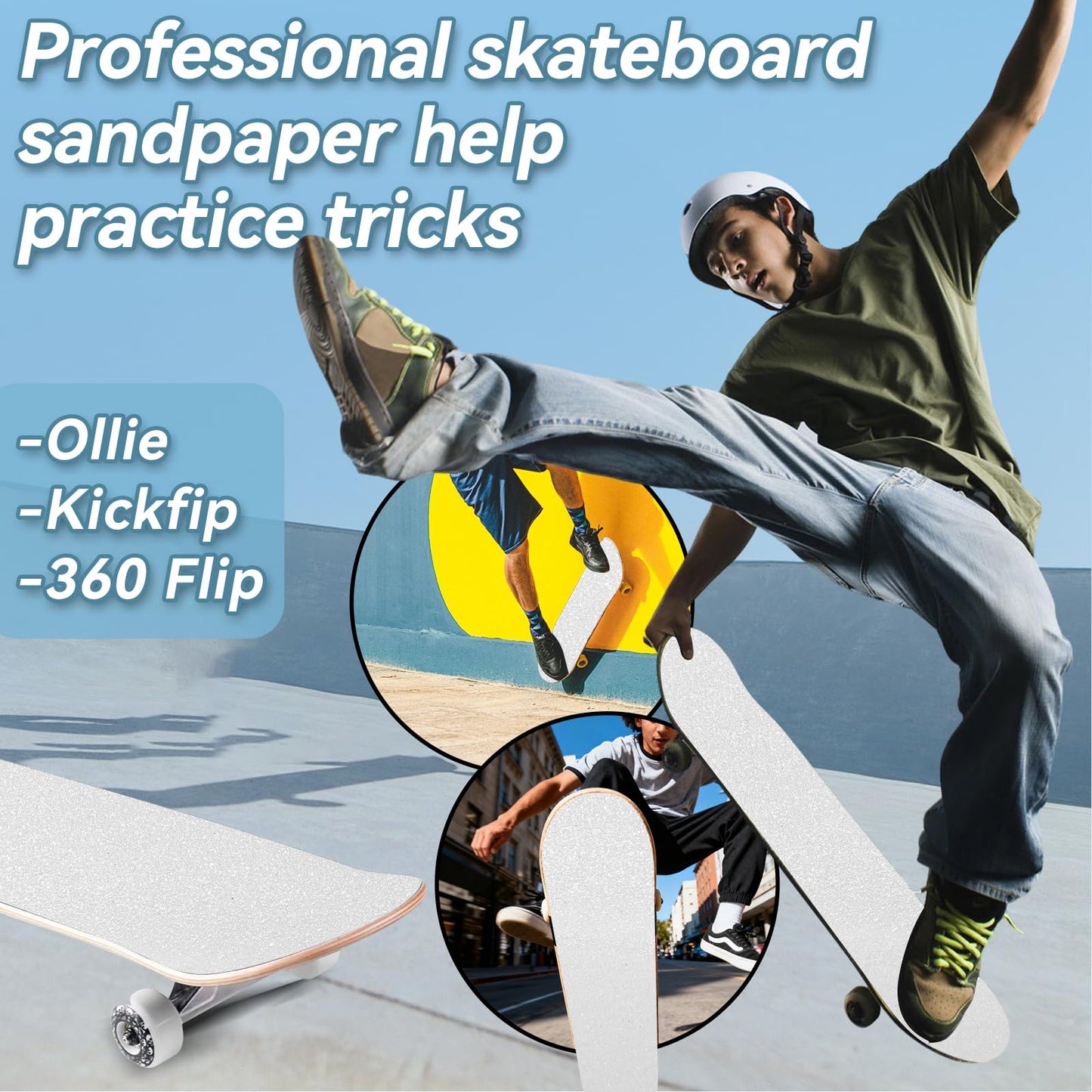 Grip Tape, 33" x 9", No Air Bubbles, Black Griptape for Skateboards & Scooters