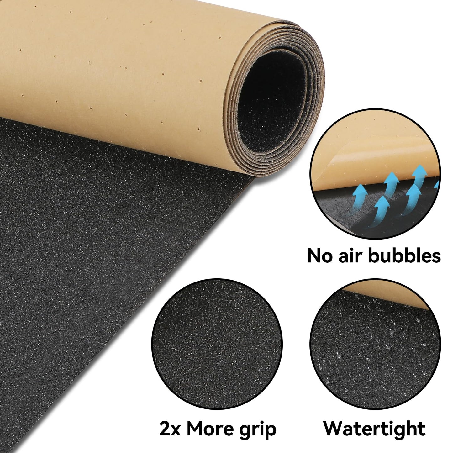 Grip Tape, 33" x 9", No Air Bubbles, Black Griptape for Skateboards & Scooters